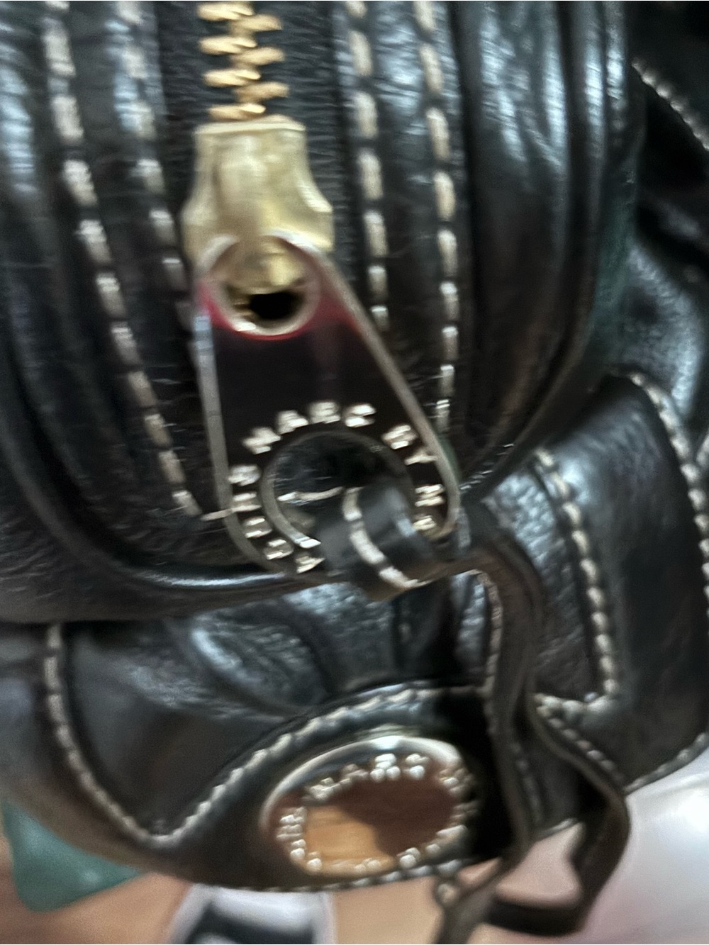 Marc by Marc Jacobs vintage Black Pebbled Satchel Zip Buckle Logo Silver HW - Picture 15 of 15